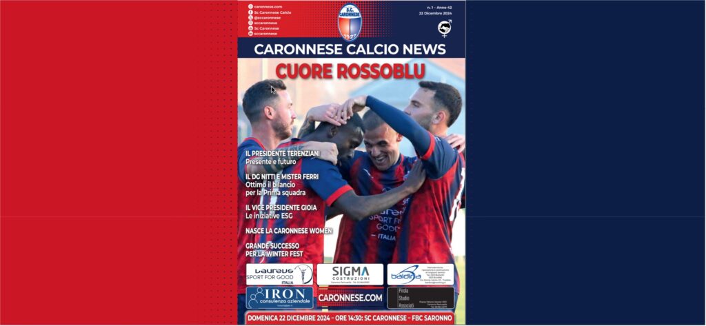 USCITO IL NUOVO NUMERO DI CARONNESE CALCIO NEWS